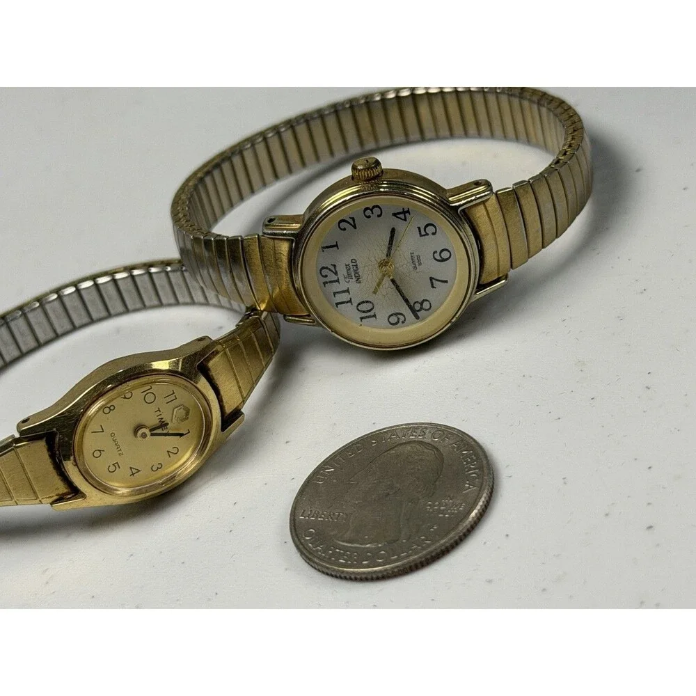 Lot of 2 Timex Quartz Watches Indiglo Parts Repair Not Running